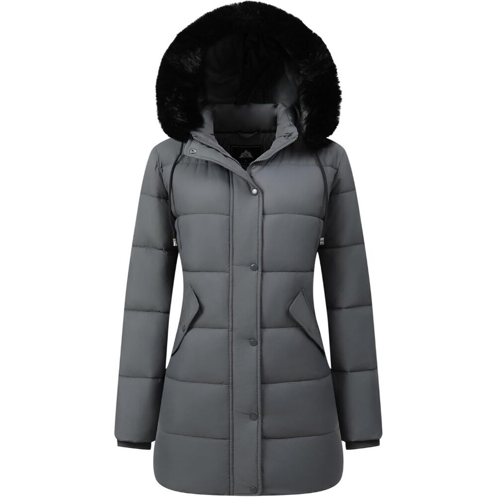 Women's Gray Snow Vest Jacket Traps Coat Long Windproof Waterproof Winter Warm
